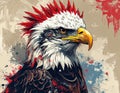 Baroque artistic image of isolated americana patriotic punkrock eagle with mohawk Royalty Free Stock Photo