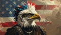 Baroque artistic image of isolated americana patriotic punkrock eagle with mohawk Royalty Free Stock Photo