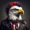 Baroque artistic image of isolated americana patriotic punkrock eagle with mohawk Royalty Free Stock Photo