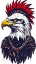 Baroque artistic image of isolated americana patriotic punkrock eagle with mohawk Royalty Free Stock Photo
