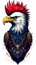 Baroque artistic image of isolated americana patriotic punkrock eagle with mohawk Royalty Free Stock Photo