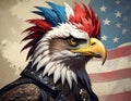 Baroque artistic image of isolated americana patriotic punkrock eagle with mohawk Royalty Free Stock Photo