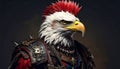 Baroque artistic image of isolated americana patriotic punkrock eagle with mohawk Royalty Free Stock Photo