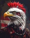 Baroque artistic image of isolated americana patriotic punkrock eagle with mohawk Royalty Free Stock Photo