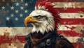 Baroque artistic image of isolated americana patriotic punkrock eagle with mohawk Royalty Free Stock Photo