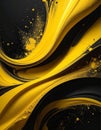 Dynamic abstract design featuring swirling patterns of vivid yellow and black Royalty Free Stock Photo