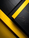 Abstract geometric composition featuring intersecting black and yellow rectangular shapes Royalty Free Stock Photo