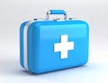 Blue first aid kit with a white cross on the front Royalty Free Stock Photo
