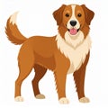 Illustration of a dog with a friendly expression, standing on a white background in 4K Royalty Free Stock Photo