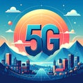 Flat design vector-style image of 5 g data Royalty Free Stock Photo