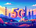 Flat design vector-style image of 5 g data Royalty Free Stock Photo
