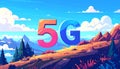 Flat design vector-style image of 5 g data Royalty Free Stock Photo