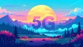 Flat design vector-style image of 5 g data Royalty Free Stock Photo