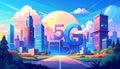 Flat design vector-style image of 5 g data Royalty Free Stock Photo