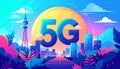 Flat design vector-style image of 5 g data Royalty Free Stock Photo