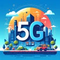 Flat design vector-style image of 5 g data Royalty Free Stock Photo