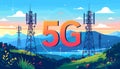 Flat design vector-style image of 5 g data Royalty Free Stock Photo