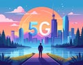Flat design vector-style image of 5 g data Royalty Free Stock Photo