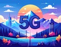 Flat design vector-style image of 5 g data Royalty Free Stock Photo