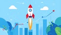 Exponential growth or compound interest, investment, wealth or earning rising up grap Royalty Free Stock Photo