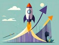 Exponential growth or compound interest, investment, wealth or earning rising up grap Royalty Free Stock Photo