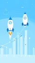 Exponential growth or compound interest, investment, wealth or earning rising up grap Royalty Free Stock Photo