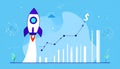 Exponential growth or compound interest, investment, wealth or earning rising up grap Royalty Free Stock Photo