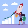 Exponential growth or compound interest, investment, wealth or earning rising up grap Royalty Free Stock Photo