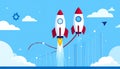 Exponential growth or compound interest, investment, wealth or earning rising up grap Royalty Free Stock Photo