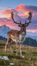 Fallow deer at first light in the San Rossore national park Royalty Free Stock Photo