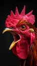 The head of the rooster portrait is close. the rooster has opened the key and screams Royalty Free Stock Photo