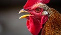 The head of the rooster portrait is close. the rooster has opened the key and screams Royalty Free Stock Photo