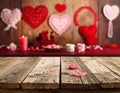 Romantic Table Setup with Heart Decorations Royalty Free Stock Photo