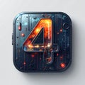 App icon vector-style image of matrix style terminal of the word four Royalty Free Stock Photo
