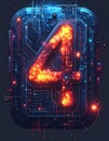 App icon vector-style image of matrix style terminal of the word four Royalty Free Stock Photo