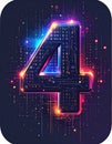 App icon vector-style image of matrix style terminal of the word four Royalty Free Stock Photo