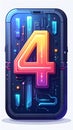 App icon vector-style image of matrix style terminal of the word four Royalty Free Stock Photo
