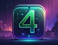 App icon vector-style image of matrix style terminal of the word four Royalty Free Stock Photo