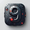 App icon vector-style image of matrix style terminal of the word nine Royalty Free Stock Photo