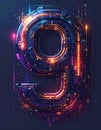 App icon vector-style image of matrix style terminal of the word nine Royalty Free Stock Photo