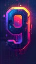 App icon vector-style image of matrix style terminal of the word nine Royalty Free Stock Photo