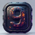 App icon vector-style image of matrix style terminal of the word nine Royalty Free Stock Photo