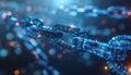 Digital Blockchain Chain with Binary Code and Glowing Particles Royalty Free Stock Photo