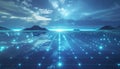 Digital Horizon: Futuristic Network Landscape Royalty Free Stock Photo