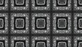 Intricate black and white geometric pattern with repeating square design and ornate details Royalty Free Stock Photo