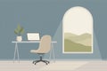 Remote Work Concept Flat Illustration of Modern Home Office Workspace Royalty Free Stock Photo