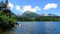 Nature mountain scene with beautiful lake in Slovakia Tatra - Strbske pleso Royalty Free Stock Photo