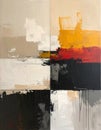 Neutral abstract painting with a touch of yellow, black and red - muted Royalty Free Stock Photo