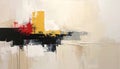 Neutral abstract painting with a touch of yellow, black and red - muted Royalty Free Stock Photo