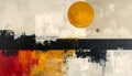 Neutral abstract painting with a touch of yellow, black and red - muted Royalty Free Stock Photo